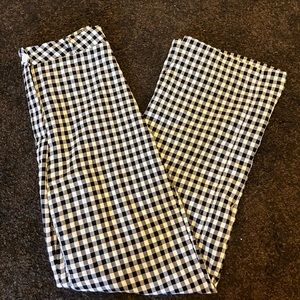 Black checkered straight leg pants